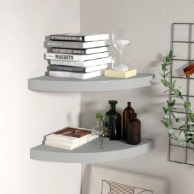 Floating Corner Shelves 2 pcs Gray 13.8"x13.8"x1.5" MDF - Grey