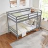 Twin over Twin Bunk Bed with Ladder,Wooden Bunk Bed with High Guardrail and Ladder- Grey - Wood