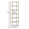 6-Shelf Metal Frame Bookcase - White