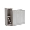 Bar Cabinet, Wine Bottle Storage Display Kitchen Cabinet, Holds 4 Wine Bottles- White Oak - as Pic