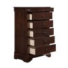 Louis Philippe Style 1pc Chest of Drawers Brown Cherry Finish Okume Veneer Bedroom Furniture - Brown Mix