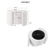 Round Ottoman teddy fleece cushioned footpads living room and bedroom footstool with storage space (White) - as Pic