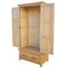 Wardrobe with 1 Drawer 35.4"x20.5"x72" Solid Oak Wood - Brown