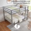 Full over Full Bunk Bed with Thick Posts,Wooden Bunk Bed with High Guardrail and Ladder- Grey - Wood