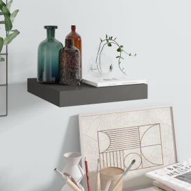 Floating Wall Shelf High Gloss Gray 9.1"x9.3"x1.5" MDF - Grey
