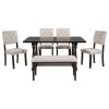 6-Piece Dining Table and Chair Set with Special-shaped Legs and Foam-covered Seat Backs&Cushions for Dining Room - Espresso