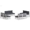 8 Piece Patio Lounge Set with Anthracite Cushions Pinewood - White
