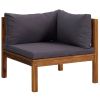 7 Piece Patio Lounge Set with Cushion Solid Acacia Wood - Grey