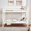 Twin over Twin Bunk Bed with Thick Posts,Wooden Bunk Bed with High Guardrail and Ladder- White - Wood