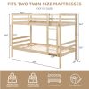 Twin over Twin Bunk Bed with Ladder,Wooden Bunk Bed with High Guardrail and Ladder for Kids, Teens, Dorm Rooms, and Guest Rooms-White - Natural Wood