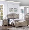 Formal Traditional Antique Silver 1pc Queen Size Bed Unique Design Headboard Footboard Bedframe - as Pic