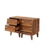 2 Set Nightstands Features Vintage-style and Bevel Design, Made of MDF, Mid Century Modern Nightstand, Night Stand for Bedroom - Brown - MDF