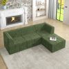 L shape Modular Sectional Sofa, Compressed Sectional Sofa Modern Minimalist Style Corduroy Couch-GREEN