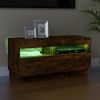 TV Stand with LED Lights Smoked Oak 31.5"x13.8"x15.7" - Brown