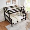 Twin over Full Bunk Bed with Thick Posts,Wooden Bunk Bed with High Guardrail and Ladder, Espresso - Espresso - Wood