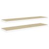 Floating Wall Shelves 2 pcs Oak and White 47.2"x9.3"x1.5" MDF - White