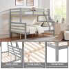 Twin over Full Bunk Bed with Thick Posts,Wooden Bunk Bed with High Guardrail and Ladder, Grey - Wood