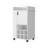 Allandale 1-Door Bar Cart with Wine Rack and Casters White - as Pic