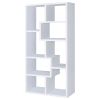 Geometric bookcase Seven (7) Shelves Storage Shelf Solid Wood Furniture 1pc White - as Pic
