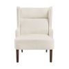 Contemporary Beige Wingback Accent Chair Chenille Upholstery Plywood Frame Living Room Furniture 1pc - as Pic