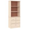 Bookcase with Drawers ALTA 23.6"x13.8"x55.9" Solid Wood Pine - Brown