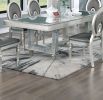 Formal Traditional Dining Table Rectangle Table w Leaf Silver Hue Glass Top 1pc Dining Table Dining Room Furniture - as Pic