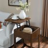 Mid Century Modern Lift Top Side Table, Small Rising End Table Couch Table with Storage Shelf, Wooden Nightstand- Walnut - MDF