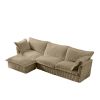 L-Shaped Slipcovered Sectional Sofa Couch, Comfy Deep Seat Cloud Couch with Convertible Ottoman & 2 Big Pillows, Camel Corduroy