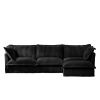 Black Curdoroy L-Shaped Slipcovered Sectional Sofa Couch, Comfy Deep Seat Cloud Couch with Convertible Ottoman & 2 Big Pillows