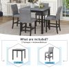 5-Piece Counter Height Dining Set Wood Square Dining Room Table and Chairs Stools w/Footrest & 4 Upholstered high-back Chairs - Black - Solid Wood