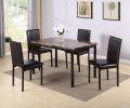 Furniture 5 Piece Metal Dinette Set with Faux Marble Top - Black; dinning set; table&4 chairs - Black