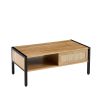 40.16" Rattan Coffee table, sliding door for storage, metal legs, Modern table for living room , natural - as Pic