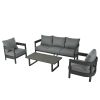 U_STYLE High-Quality Outdoor Seating Set with Thick Cushions for Ultimate Comfort, Perfect for Lawns, Patios, and Poolside - as Pic