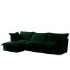 L-Shaped Slipcovered Sectional Sofa Couch, Comfy Deep Seat Cloud Couch with Convertible Ottoman Set Green Corduroy