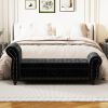 64.5" Bed Bench for Bed Room Nails Tufted Chaise of Lounge with Storage Velvet Upholstery Black - as Pic
