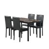Furniture 5 Piece Metal Dinette Set with Faux Marble Top - Black; dinning set; table&4 chairs - Black