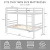 Twin over Twin Bunk Bed with Ladder,Wooden Bunk Bed with High Guardrail and Ladder - White - Wood