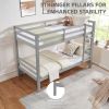 Twin over Twin Bunk Bed with Thick Posts,Wooden Bunk Bed with High Guardrail and Ladder for Kids, Teens, Dorm Rooms, and Guest Rooms,Grey - Wood