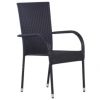 5 Piece Patio Dining Set Black - Black