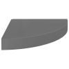 Floating Corner Shelves 4 pcs High Gloss Gray 9.8"x9.8"x1.5" MDF - Grey
