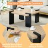 Natural wood -colored MDF coffee table, suitable for modern minimalist living rooms and leisure areas, with product dimensions 31.5*31.5*16.6inches