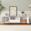 High Gloss Panel Modern TV Console, TV Stand, Entertainment Center with Storage Shelves 63x15.74x19.68 inch - White