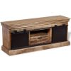 TV Stand with 2 Sliding Doors Solid Wood Mango 43.3"x11.8"x17.7" - Multicolour