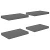 Floating Wall Shelves 4 pcs High Gloss Gray 15.7"x9.1"x1.5" MDF - Grey