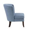 1pc Modern Blue Upholstery Button Tufted Accent Chair Solid Wood Legs Classic Living Room Furniture - as Pic