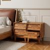 2 Set Nightstands Features Vintage-style and Bevel Design, Made of MDF, Mid Century Modern Nightstand, Night Stand for Bedroom - Brown - MDF