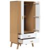 Wardrobe OLDEN White and Brown 30.1"x20.9"x67.7" Solid Wood Pine - White