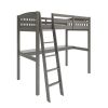Everest Grey High Loft Bed with Desk and Storage, Heavy Duty Solid Wood Twin Size Loft Bed Frame with Stairs