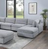 Dark Gray Color 8pc Modular Sectional Set Corduroy Upholstery Couch 3x Corner wedge 3x Armless Chairs 2x Ottomans Living Room Furniture - as Pic
