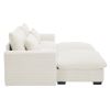 Corduroy Two-Seater Sofa with 2 Storage Footrest, 2 Seater Sectional deep seat sofa,Comfy Couches for Living Room ,Beige Sofa - as Pic